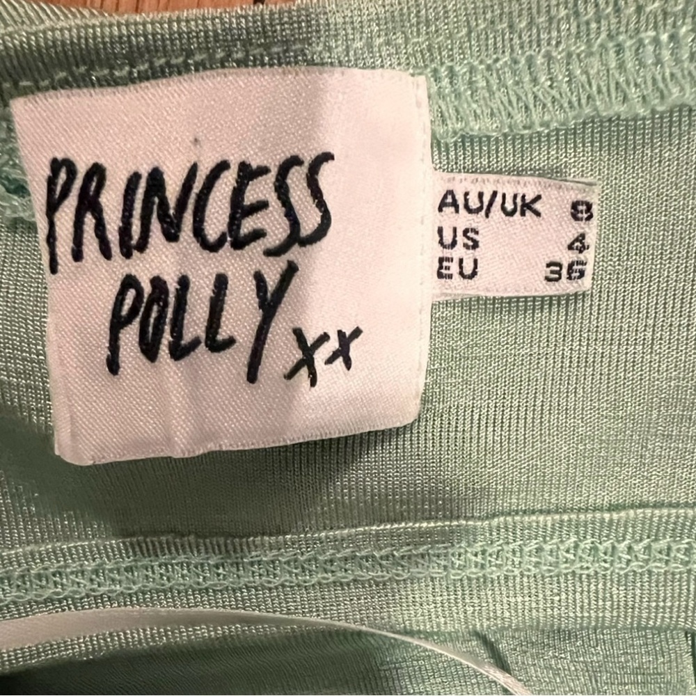 Princess Polly Mint Green Sparkly Cross Neck Crop Top EUC - Picture 6 of 8
